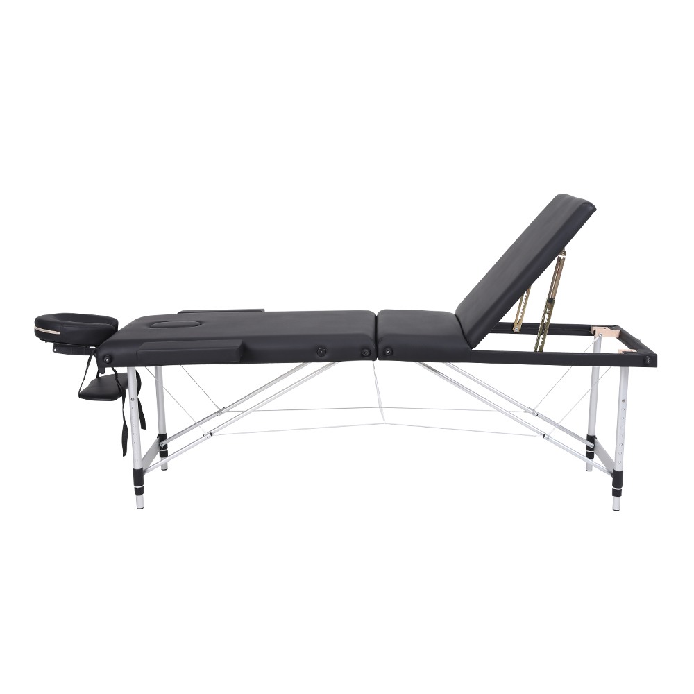 Folding Aluminum Massage Bed 3 Seat Black- 9030108 STANDARD BEDS - PORTABLE BEDS