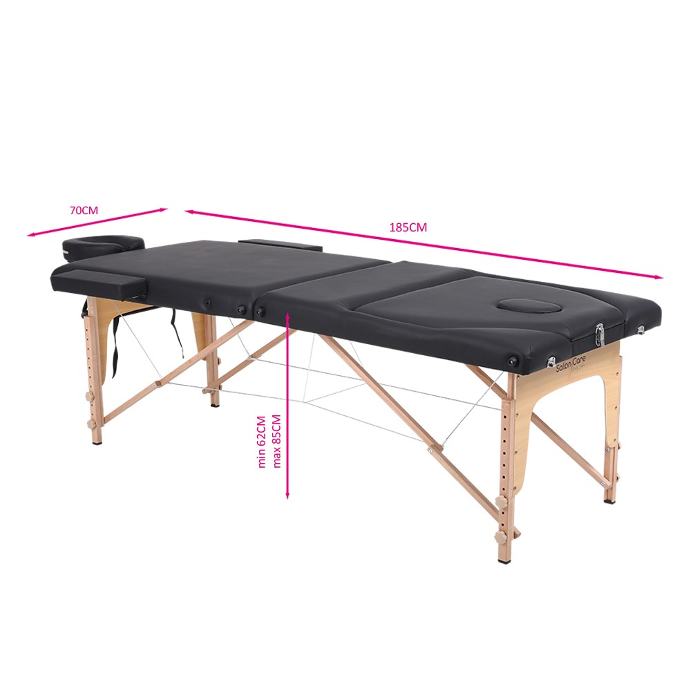Folding Wooden Massage Bed Extra Large 3 Seat Black- 9030116 STANDARD BEDS - PORTABLE BEDS