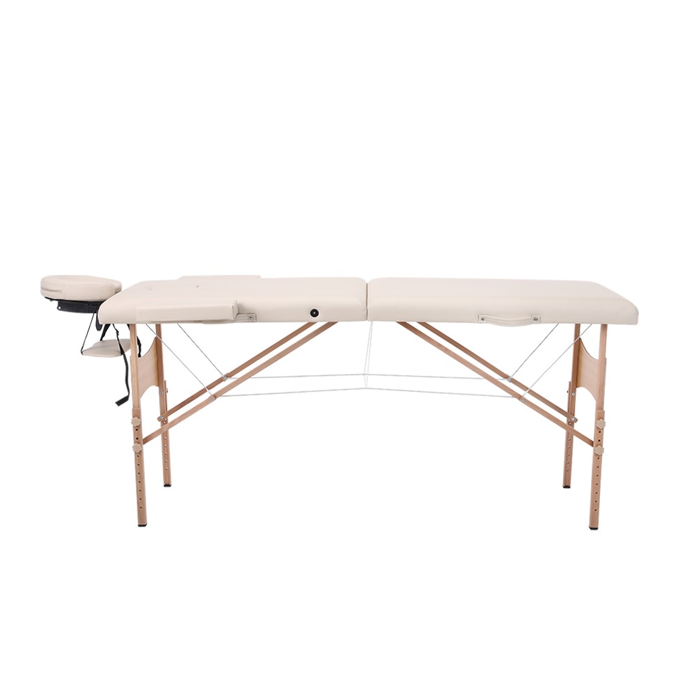 Folding Wooden Massage Bed 2 Seat Beige-9030137 МАСАЖНИ И ЕСТЕТИЧНИ ЛЕГЛА
