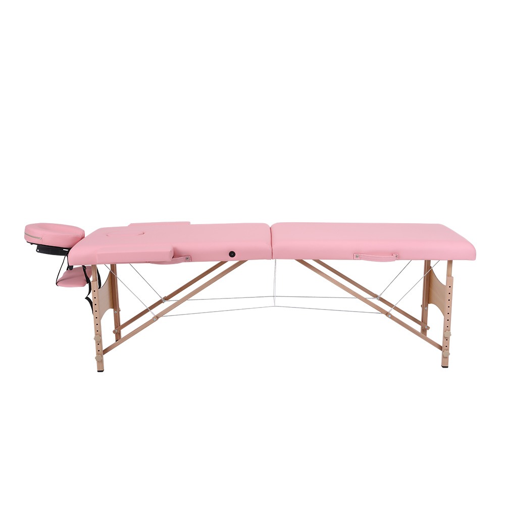 Folding Wooden Massage Bed 2 Seat Pink-9030138 МАСАЖНИ И ЕСТЕТИЧНИ ЛЕГЛА