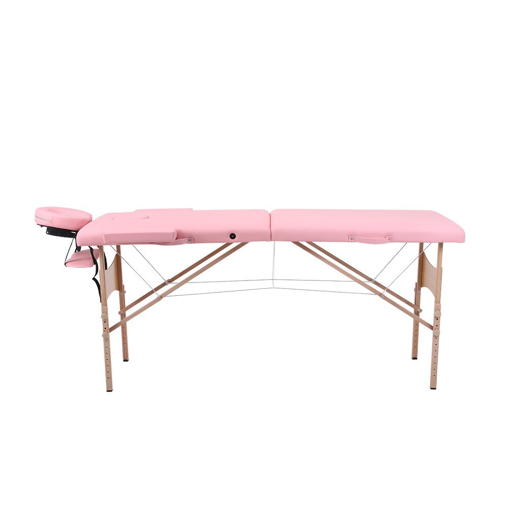 Folding Wooden Massage Bed 2 Seat Pink-9030138 MASSAGE AND AESTHETIC BEDS