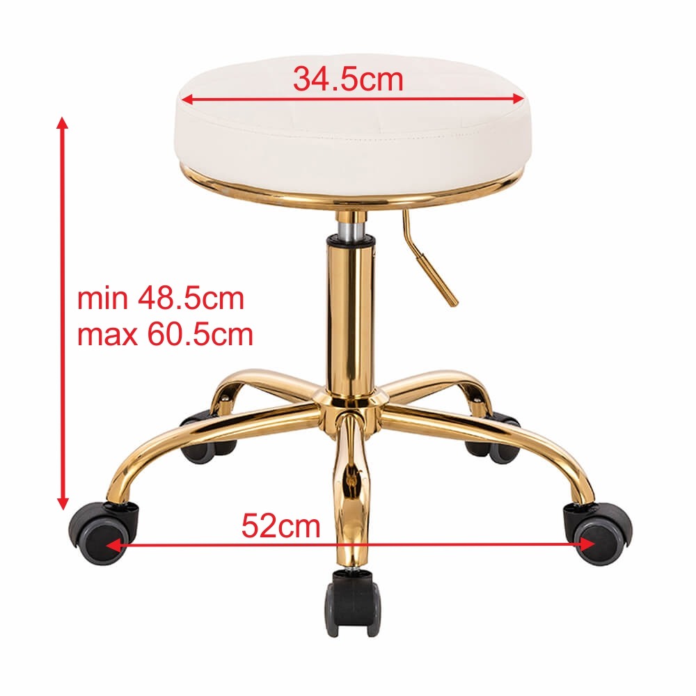 Professional hairdressing stool Large Seat White Gold- 5420172 STOOLS WITHOUT BACK