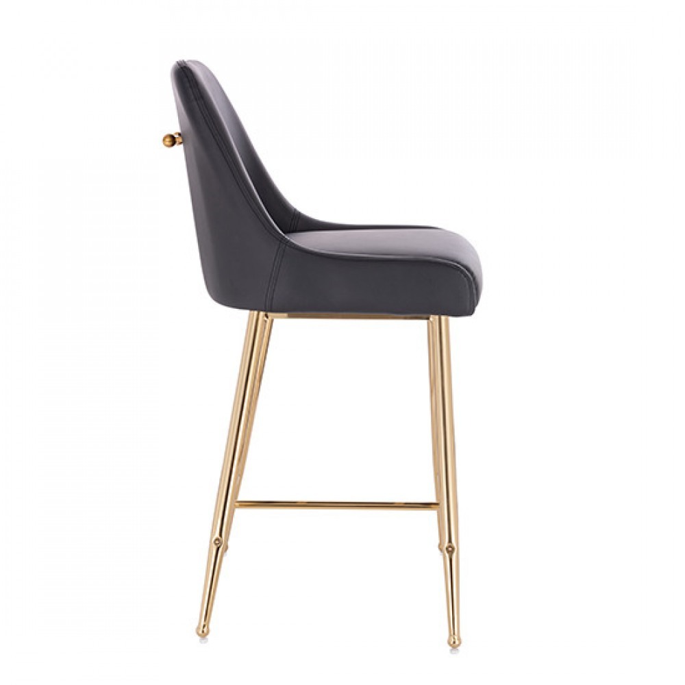 Bar stool PU Leather With Gold Handle Black - 5450102 