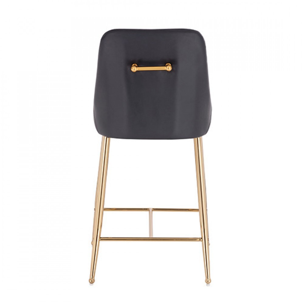 Bar stool PU Leather With Gold Handle Black - 5450102 