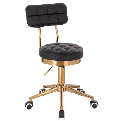 Професионален стол за маникюристи и козметици Comfort, златисто-черен - 5400276