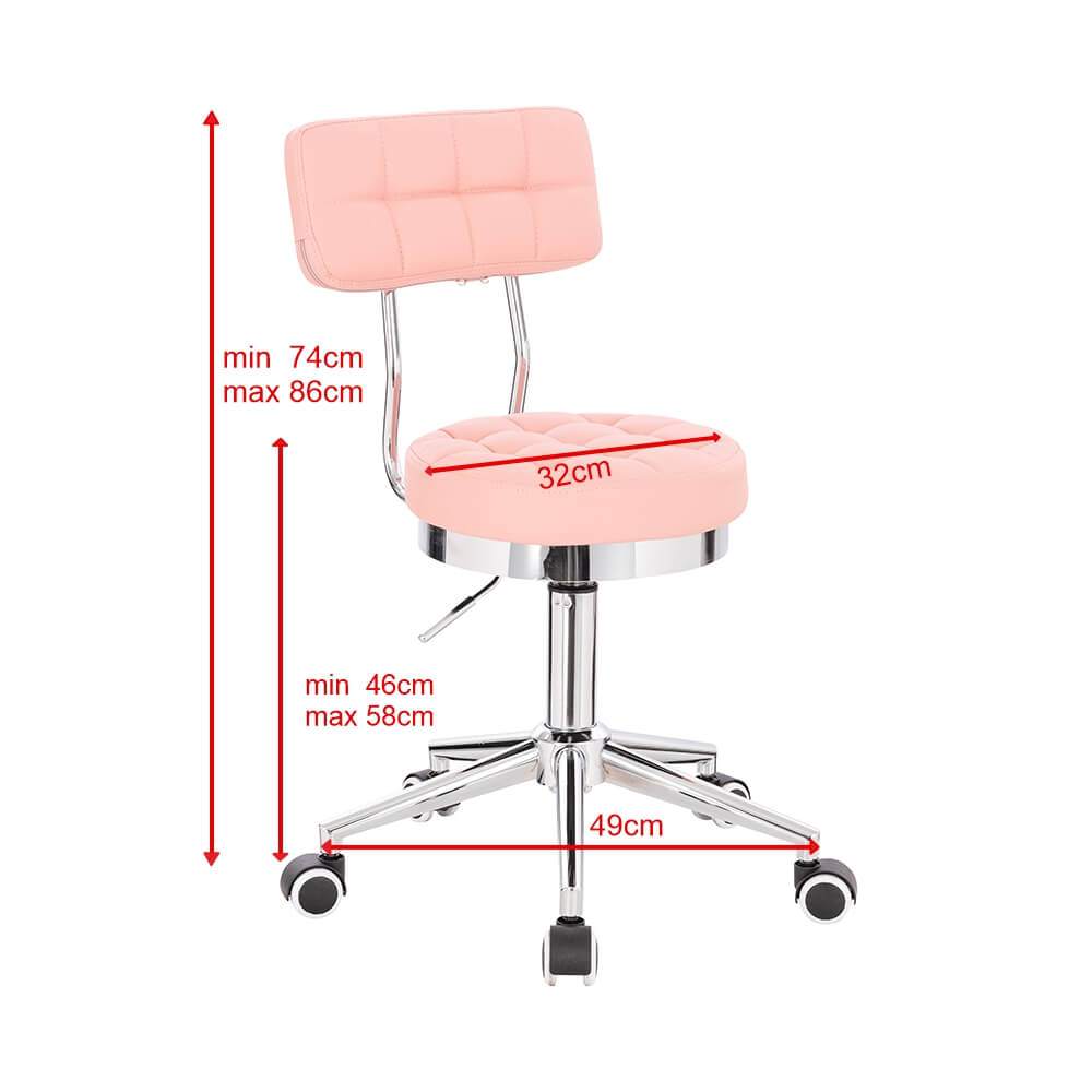 Professional manicure & cosmetic stool Comfort Pink-Silver- 5400275