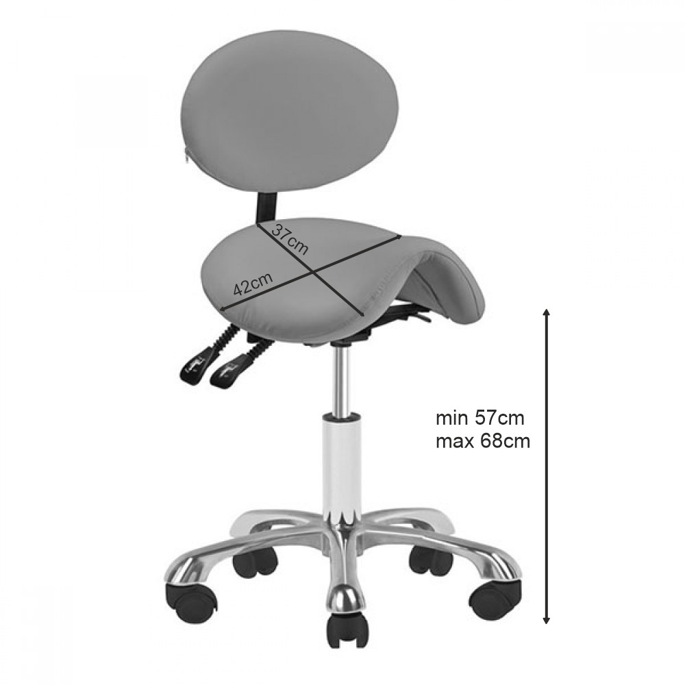 Professional aesthetic & manicure stool gray - 0124579 TATTOO EQUIPMENT