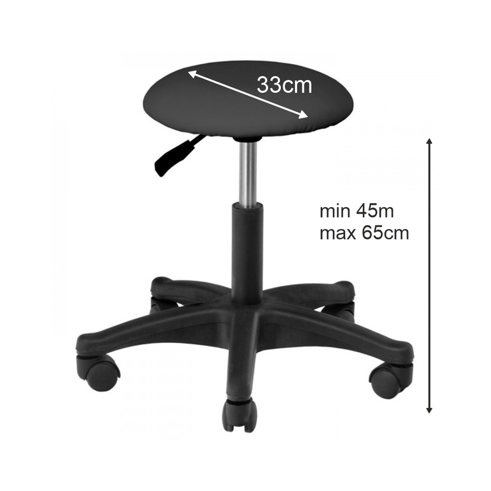 Professional manicure-aesthetic stool black - 0126070 MANICURE CHAIRS - STOOLS