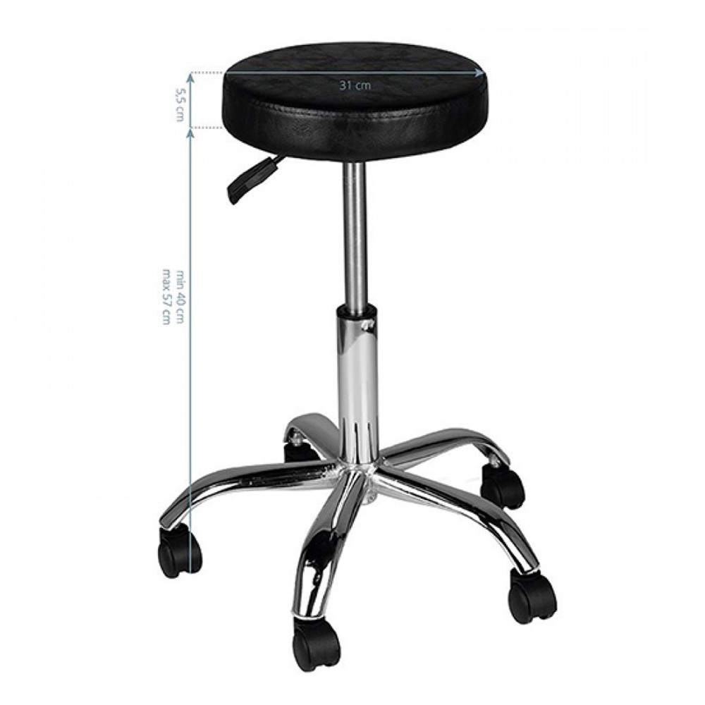 Professional manicure & aesthetic stool black - 0129897 MANICURE CHAIRS - STOOLS
