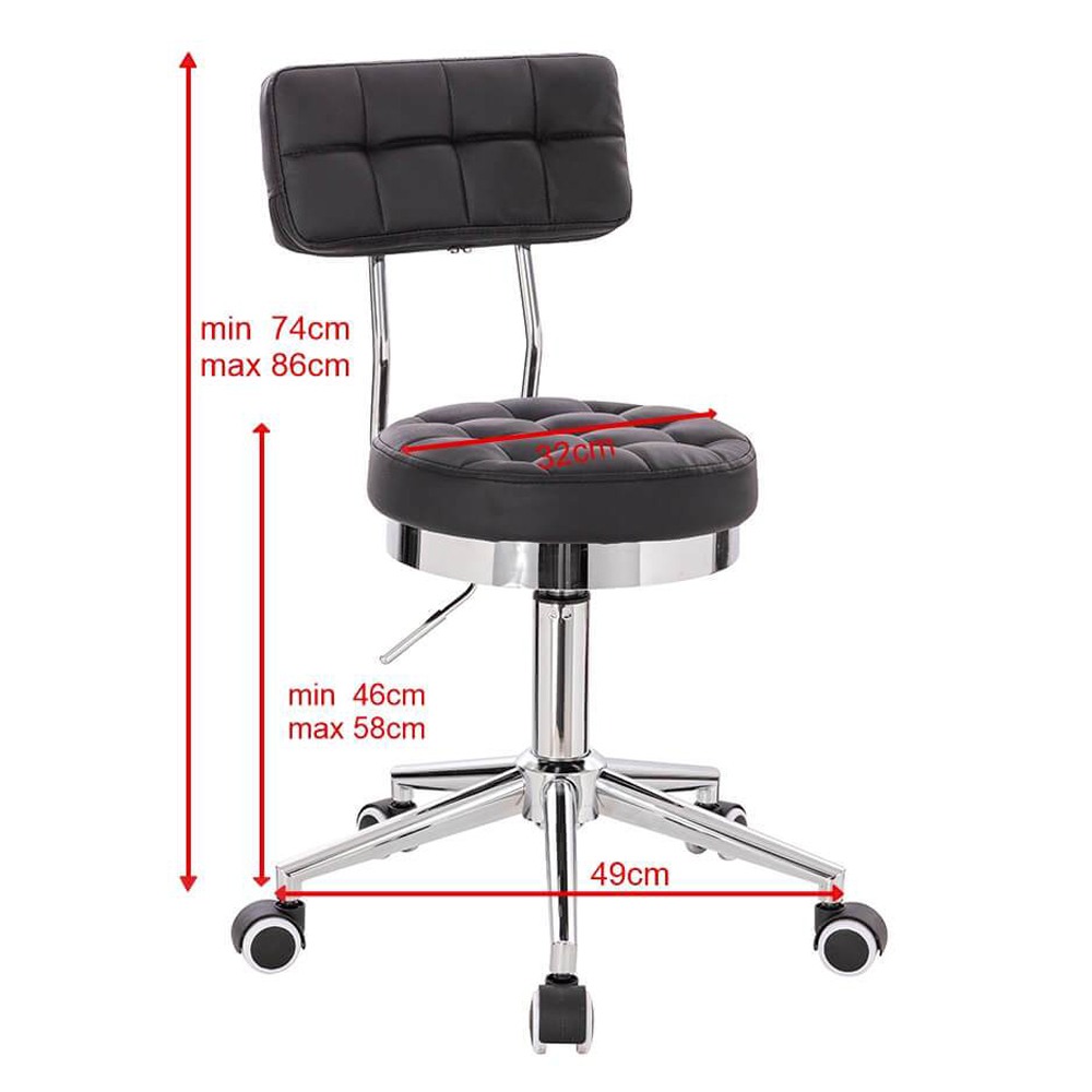 Professional manicure & cosmetic stool Comfort Black-Silver- 5400273 MANICURE CHAIRS - STOOLS