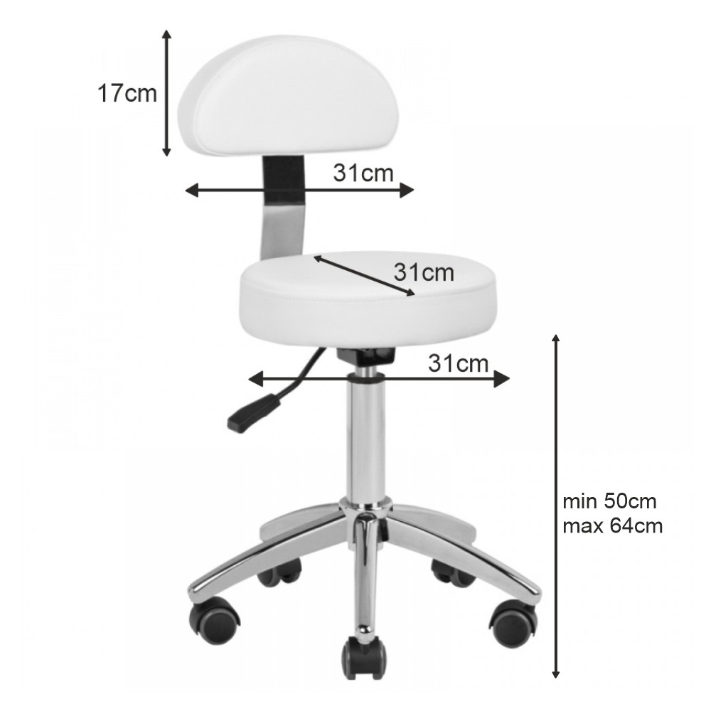Professional manicure stool white - 0100764 MANICURE CHAIRS - STOOLS
