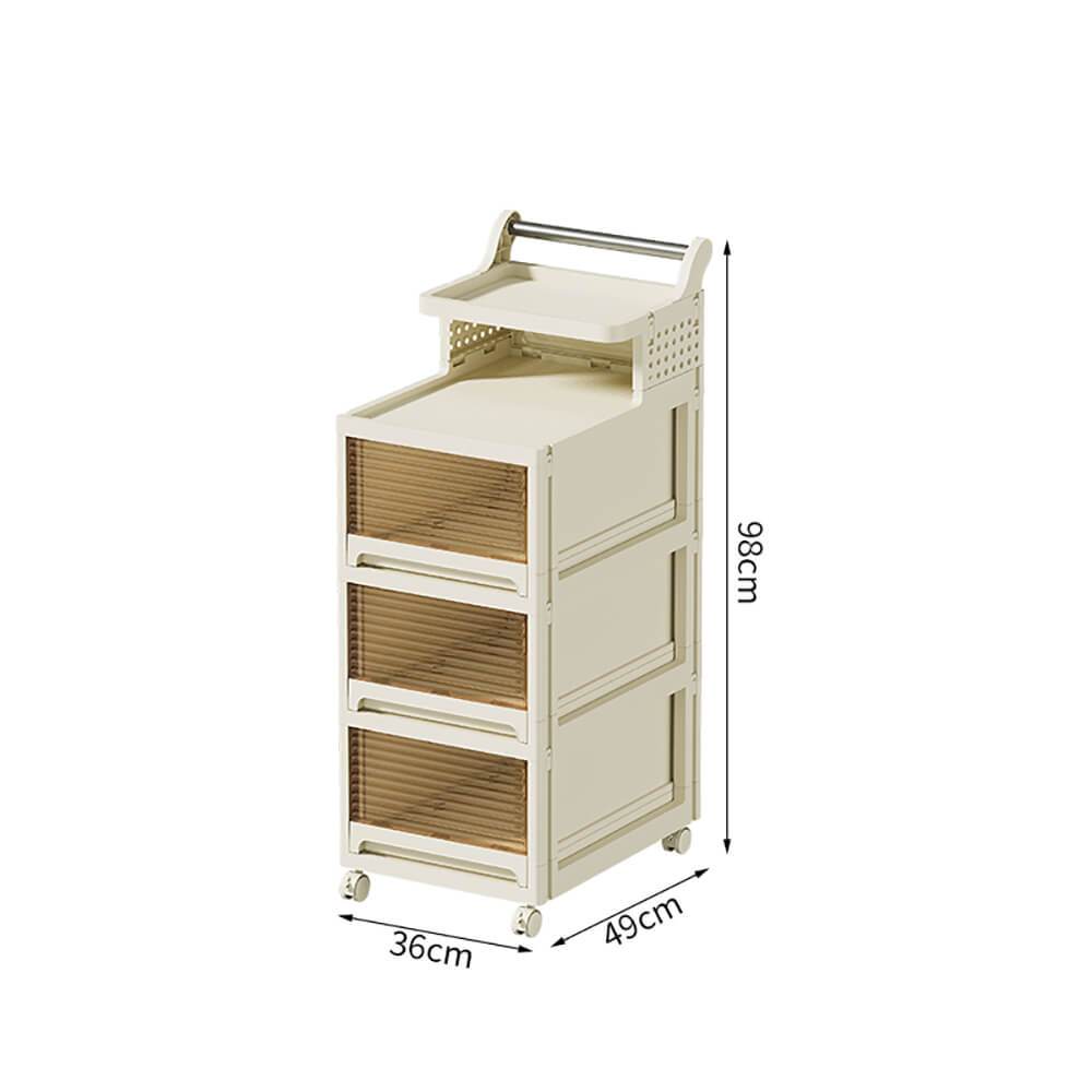 Vanity Storage Station 3 drawers Large Beige 49*36*98cm - 6930350 COSMETIC STORAGE BOXES