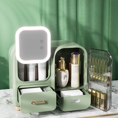 Makeup storage box with Led smart touch Mirror Green - 6930258