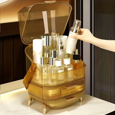Professional beauty case and Makeup Storage Box Clear Gold-6930302