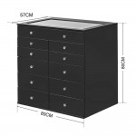 Vanity Station Display Chest top glass Black-6961040 BOUDOIR LUXURY COLLECTION