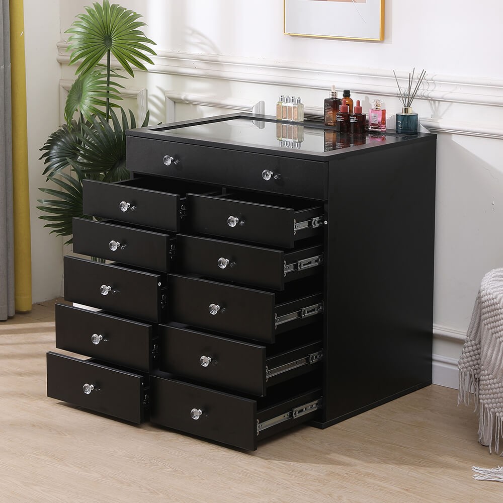 Vanity Station Display Chest top glass Black-6961040 BOUDOIR LUXURY COLLECTION